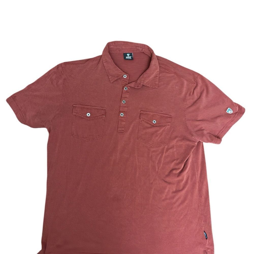 Kuhl Men's Rust Red Short Sleeve Polo with Dual Chest Pockets